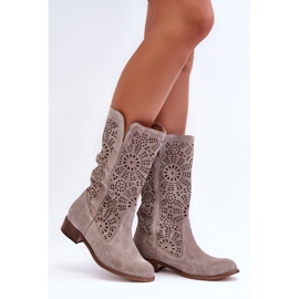 Lewski Shoes Bottes Daim Ajourées Gauche 3366/2 Cappucino beige 7