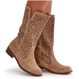 Lewski Shoes Bottines Daim Ajourées Leewski 3366/2 Beige 10