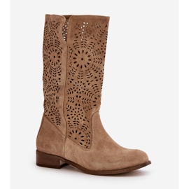 Lewski Shoes Bottines Daim Ajourées Leewski 3366/2 Beige 6