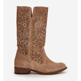 Lewski Shoes Bottines Daim Ajourées Leewski 3366/2 Beige 7