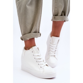 Baskets compensées Big Star en cuir pour femme MM274002 Blanc 1