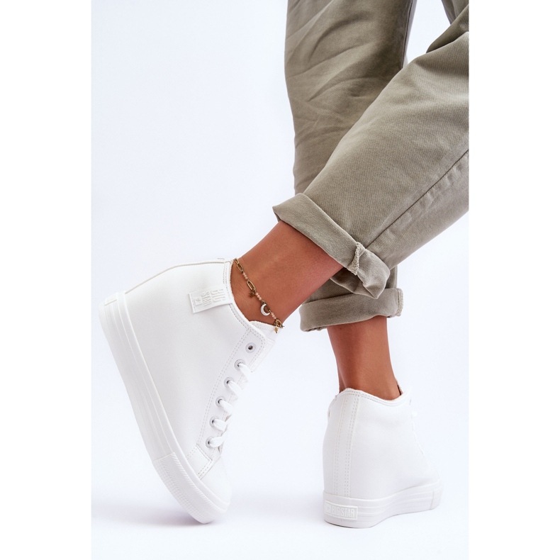 Baskets compensées Big Star en cuir pour femme MM274002 Blanc 2