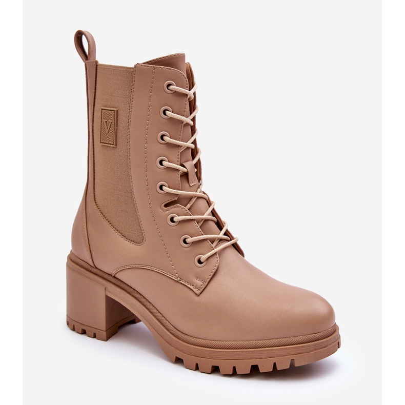 Vinceza Bottines en Cuir pour Femme Beige Esnar 2