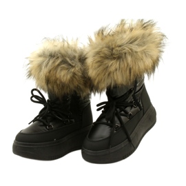 News Bottes de neige pour femmes avec fourrure 23SN26-6567 noir le noir 5