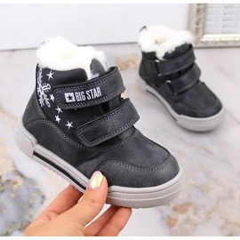 Bottes de neige bottes d'hiver pour enfants isolées avec velcro Big Star KK374191 le noir 1