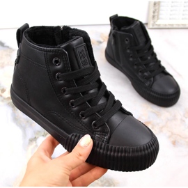 Baskets isolées pour enfants avec lacets et fermetures éclair noires Big Star MM374014 1