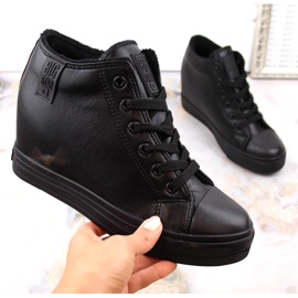 Baskets compensées femme isolées noir Big Star MM274001 le noir 4