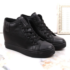 Baskets compensées femme isolées noir Big Star MM274001 le noir 5