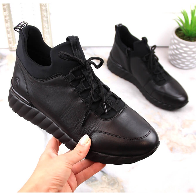 Rieker Remonte D5977-01 bottes pour femmes isolées en cuir le noir 1