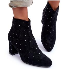 Bottines en Daim pour Femme Ornées de Clous Noir Antede le noir 9