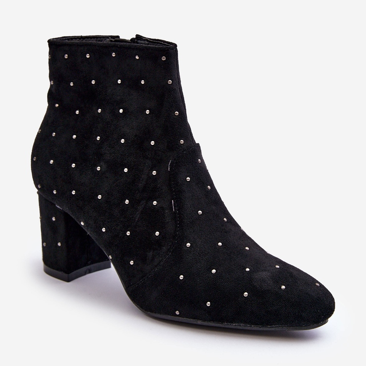 Bottines en Daim pour Femme Ornées de Clous Noir Antede 1