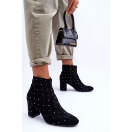 Bottines en Daim pour Femme Ornées de Clous Noir Antede le noir 3