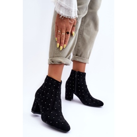 Bottines en Daim pour Femme Ornées de Clous Noir Antede le noir 2