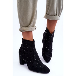 Bottines en Daim pour Femme Ornées de Clous Noir Antede le noir 6
