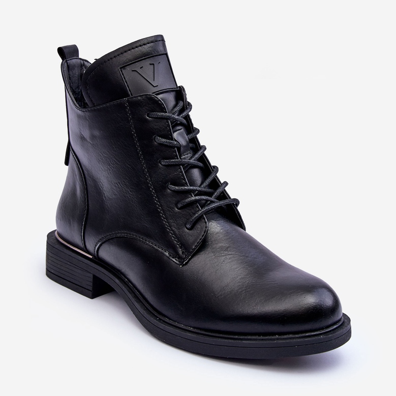 Vinceza Bottes de Travail en Cuir pour Femme Noir Tedrick 1