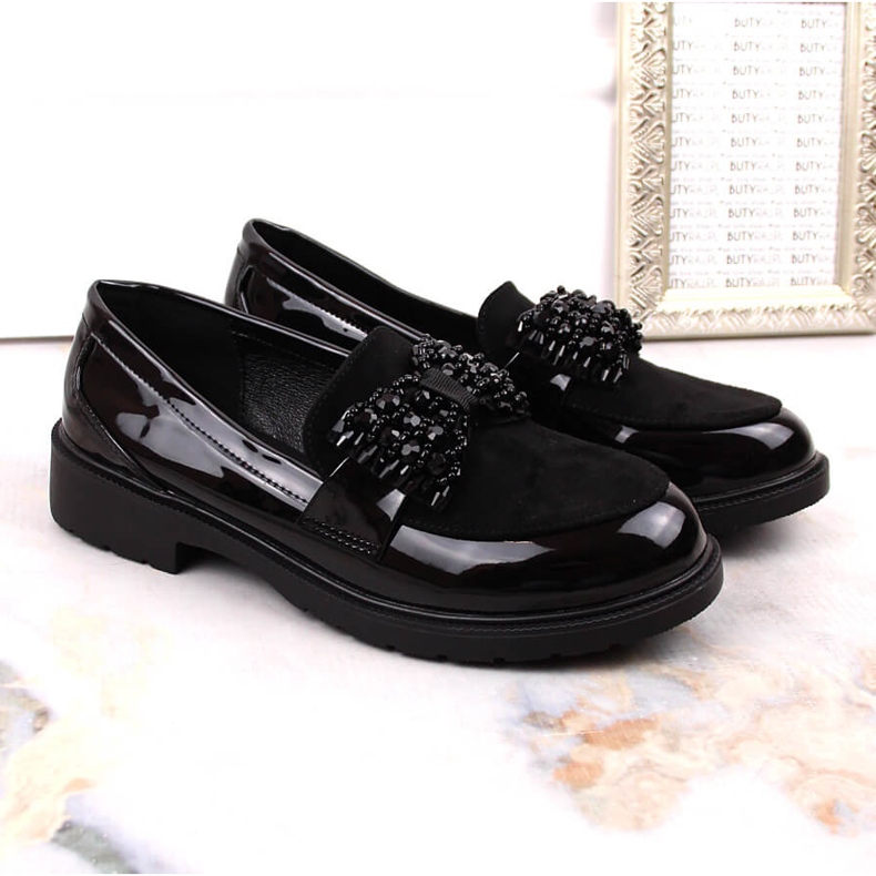 S.Barski Mocassins femme laqués lords avec un noeud noir S. Barski 1