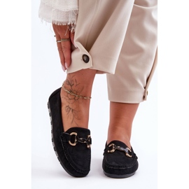 PG1 Mocassins Femme En Daim Avec Décoration Noir Dionira 1