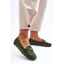 PG1 Mocassins Femme En Daim Avec Décoration Dionira Verte 1
