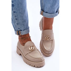 Laura Messi Chaussures en cuir pour femmes avec décoration en chute de rose beige 2