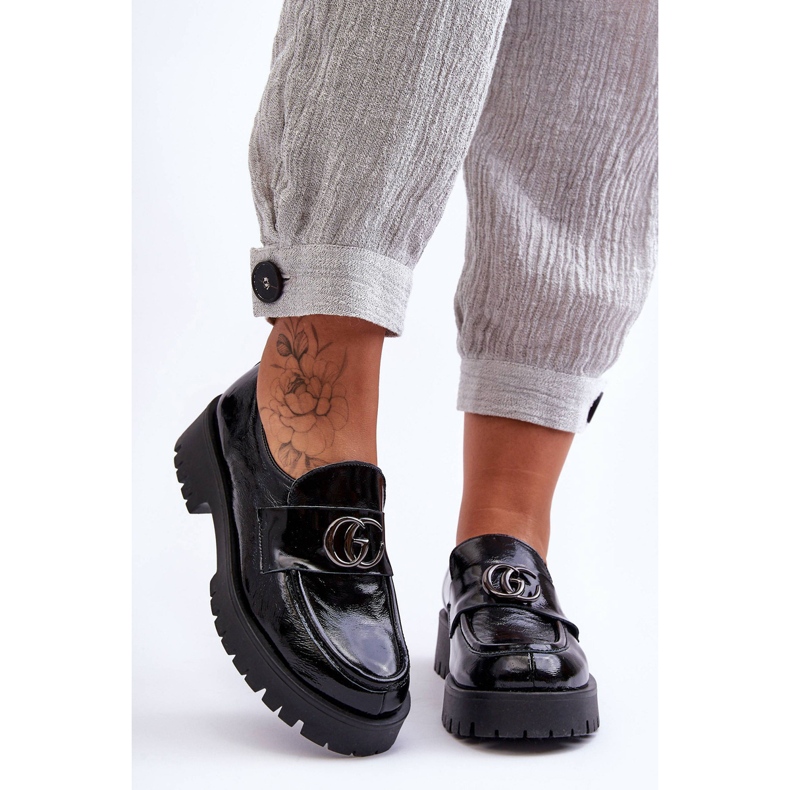 Laura Messi Chaussures en cuir pour femmes avec décoration Noir Rosefalls le noir 1