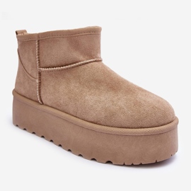 FD1 Bottes De Neige En Daim Sur Plateforme Corcoran Beige 2