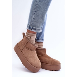 FD1 Bottes de neige en daim sur plateforme en corcoran beige foncé 3