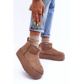 FD1 Bottes de neige en daim sur plateforme en corcoran beige foncé 4