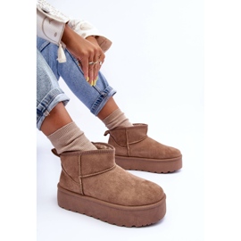 FD1 Bottes de neige en daim sur plateforme en corcoran beige foncé 8