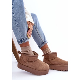 FD1 Bottes de neige en daim sur plateforme en corcoran beige foncé 9