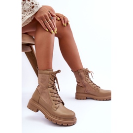 FD1 Bottes de travail en cuir pour femmes Beige Faustina 1