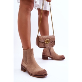 WS1 Bottes Classiques en Daim pour Femme Beige Metanassa 4