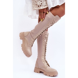PS1 Bottines Chaussettes Plates Beige Itona 2