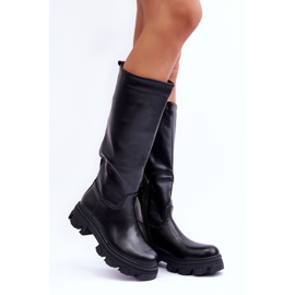Sergio Leone Bottes à Talons Plats en Cuir pour Femme Noir Nenet le noir 1