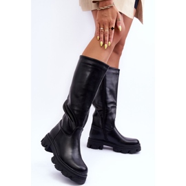 Sergio Leone Bottes à Talons Plats en Cuir pour Femme Noir Nenet le noir 2