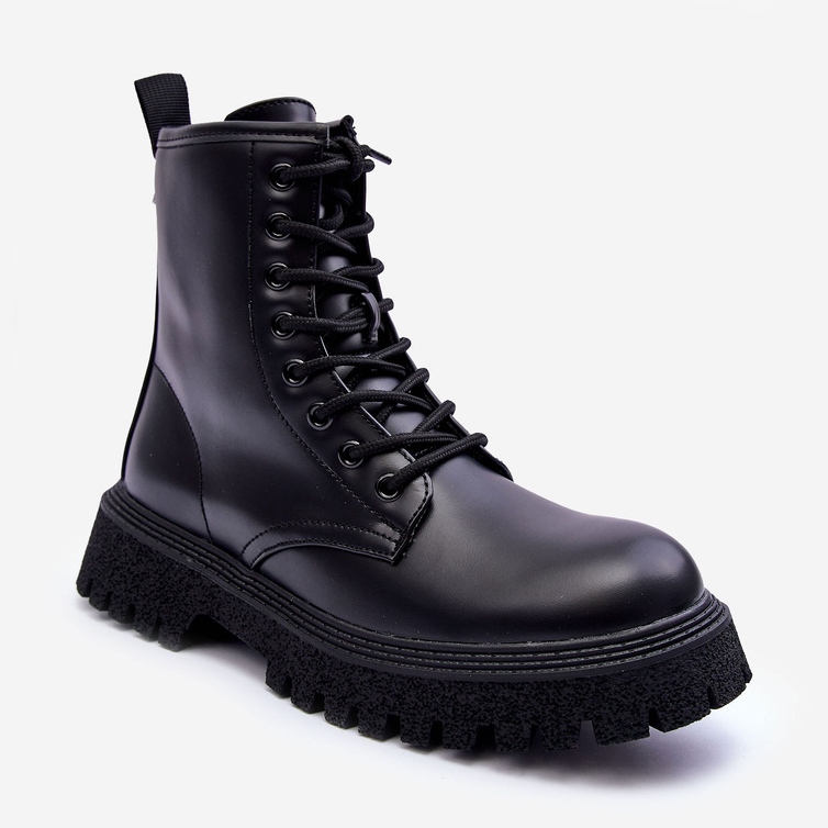 Vinceza Bottes de travail en cuir pour femmes Black Poonah noir 1