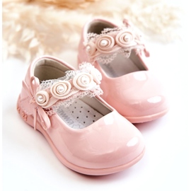 Ballerines Velcro pour enfants avec dentelle, rose 2