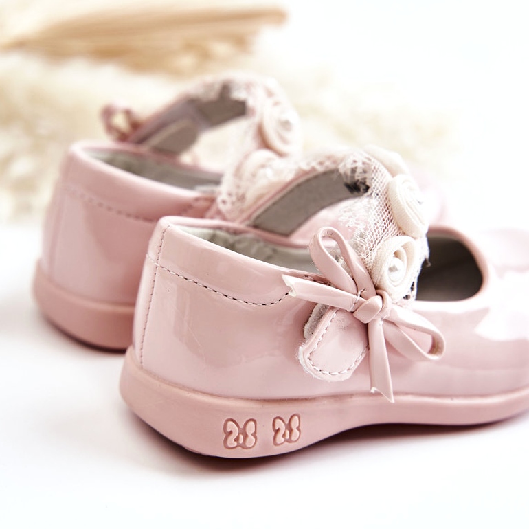 Ballerines Velcro pour enfants avec dentelle, rose 5
