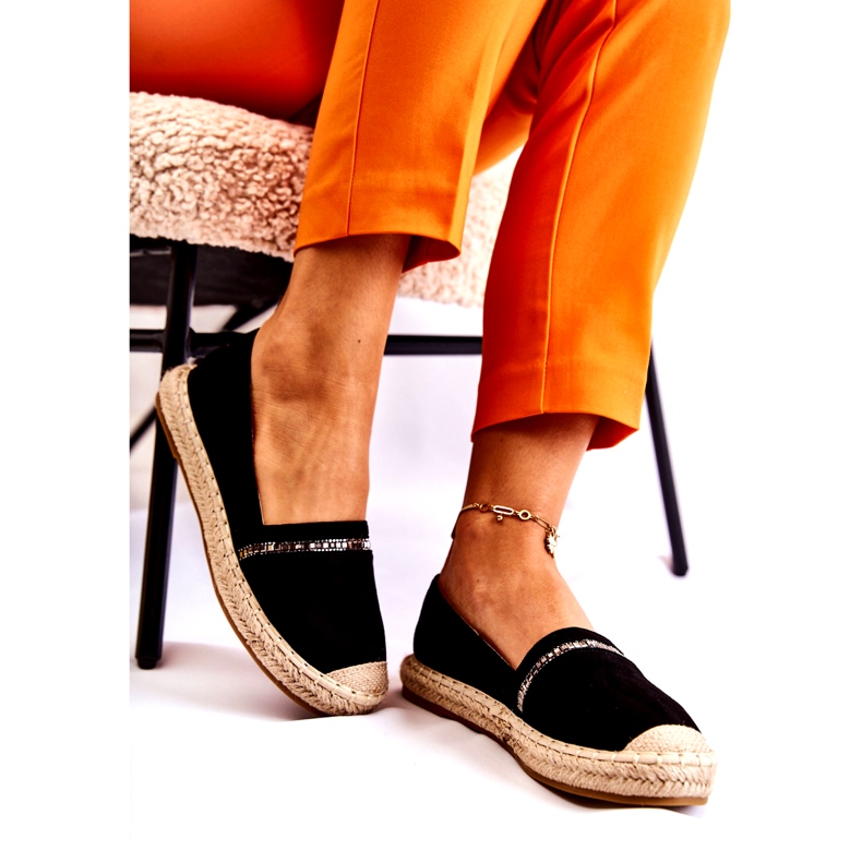 S.Barski Espadrilles à enfiler noires classiques pour femmes Cersei 3