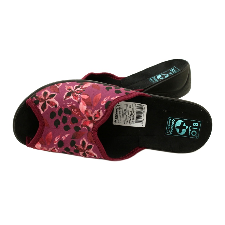 Chaussons Velours Femme Adanex 28344 Bordeaux avec Fleurs noir 5