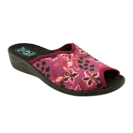Chaussons Velours Femme Adanex 28344 Bordeaux avec Fleurs noir 1
