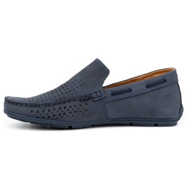 Olivier Mocassins cuir été homme 085DKNT bleu marine 1