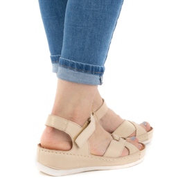 WASAK Sandales confortables en cuir pour femmes 0473W beige 1