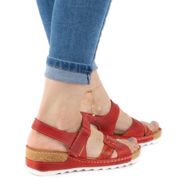 WASAK Sandales confortables en cuir pour femmes 0620W rouge 1