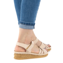 WASAK Sandales confortables en cuir pour femmes 0658W beige 1