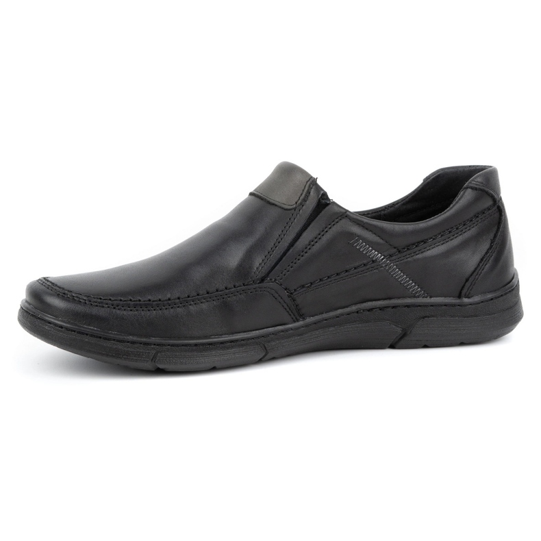 Olivier Chaussures à enfiler en cuir pour hommes 62K noir 1