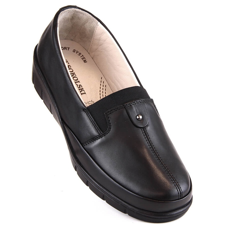 Chaussures femme confortables en cuir avec élastique noir T.Sokolski J207 le noir 1 Chaussures femme confortables en cuir avec élastique noir T.Sokolski J207 le noir 1