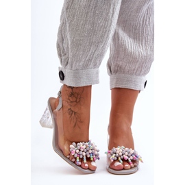 Sandales à la mode décorées sur un talon Gris S.Barski MR1037-23 1