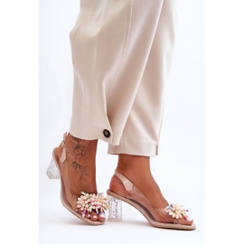 Sandales à la mode décorées sur talon beige S.Barski MR1037-23 1