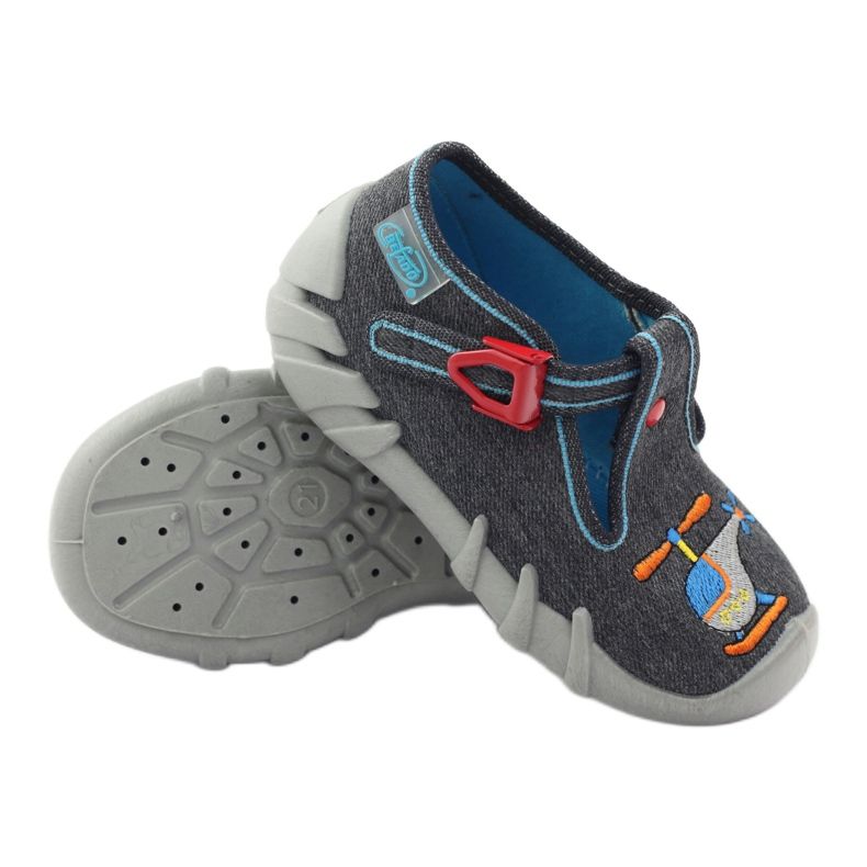 Befado chaussures pour enfants 110p307 pantoufles rouge gris orange bleu 3