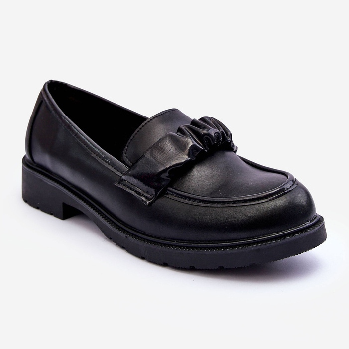 Mocassins Cuir Talons Bas Noir S.Barski HY335 1